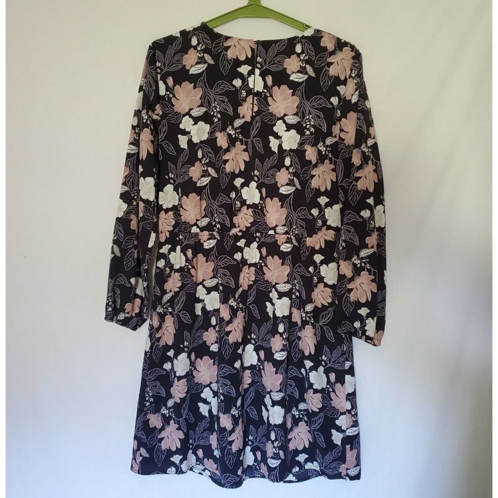 41 Hawthorn Womens Floral Leaf Print Keyhole Long Sleeve Dress Size M Petite - Picture 4 of 7